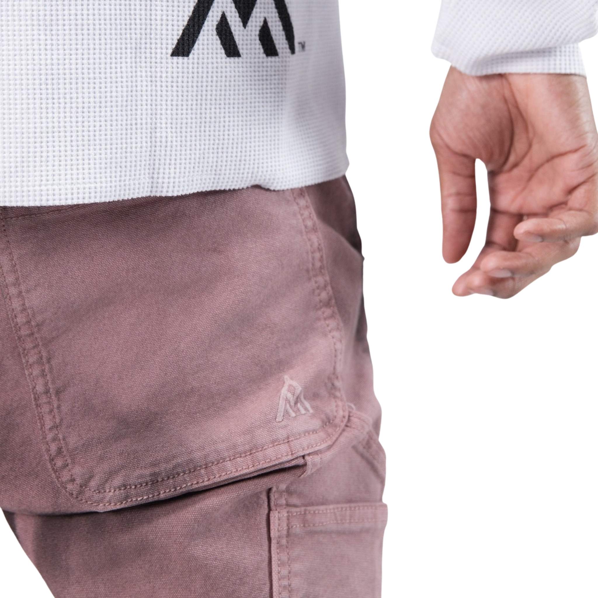 Vintage washed carpenter pants detail – heavyweight cotton rust finish