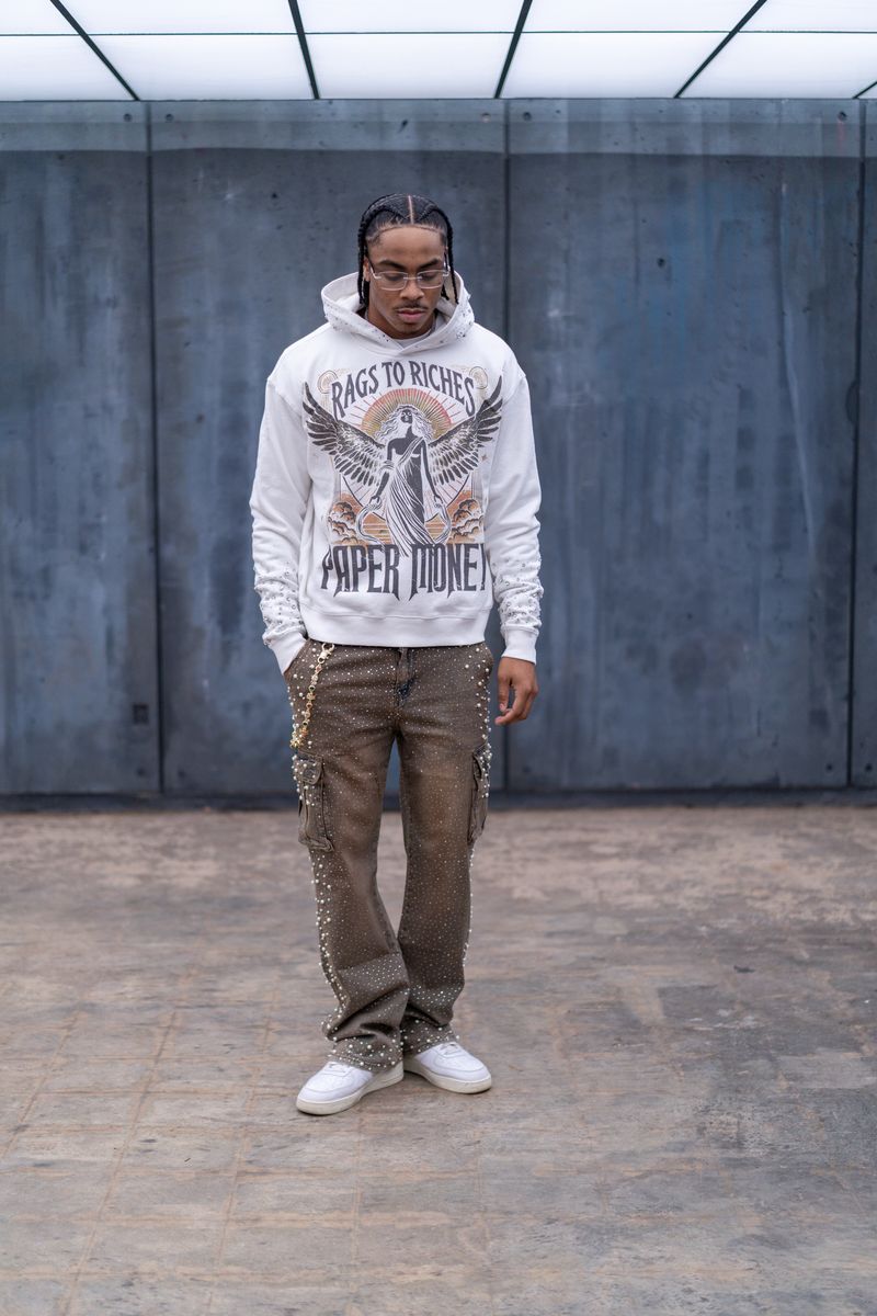 Fallen Angels Hoodie With Rhinestones | White